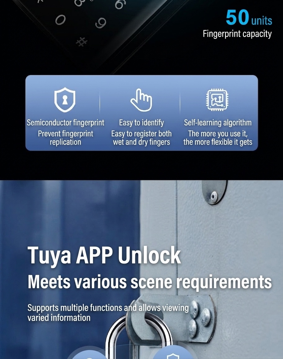 Smart Fingerprint Padlock, Keyless Bluetooth App Control Security Lock, 365-Day Standby Battery, Zinc Alloy Double Waterproof Design for Gym, Locker, Outdoor