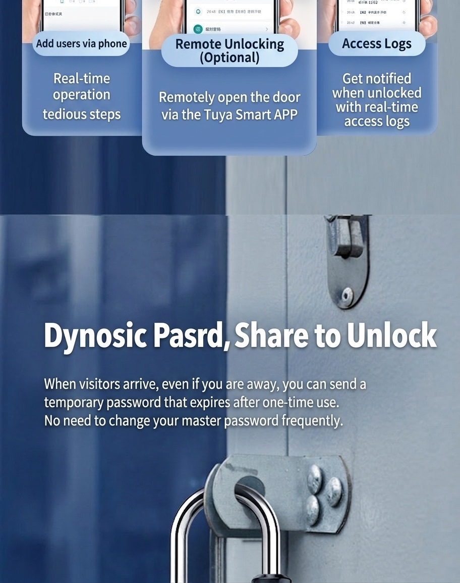 Smart Fingerprint Padlock, Keyless Bluetooth App Control Security Lock, 365-Day Standby Battery, Zinc Alloy Double Waterproof Design for Gym, Locker, Outdoor