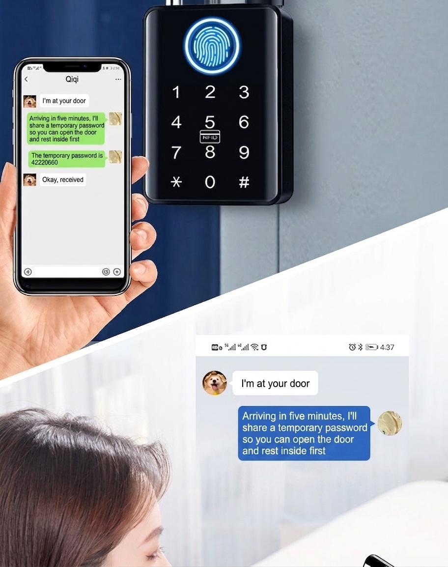 Smart Fingerprint Padlock, Keyless Bluetooth App Control Security Lock, 365-Day Standby Battery, Zinc Alloy Double Waterproof Design for Gym, Locker, Outdoor