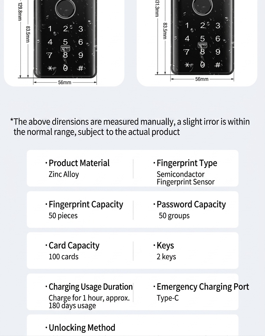 Smart Fingerprint Padlock, Keyless Bluetooth App Control Security Lock, 365-Day Standby Battery, Zinc Alloy Double Waterproof Design for Gym, Locker, Outdoor