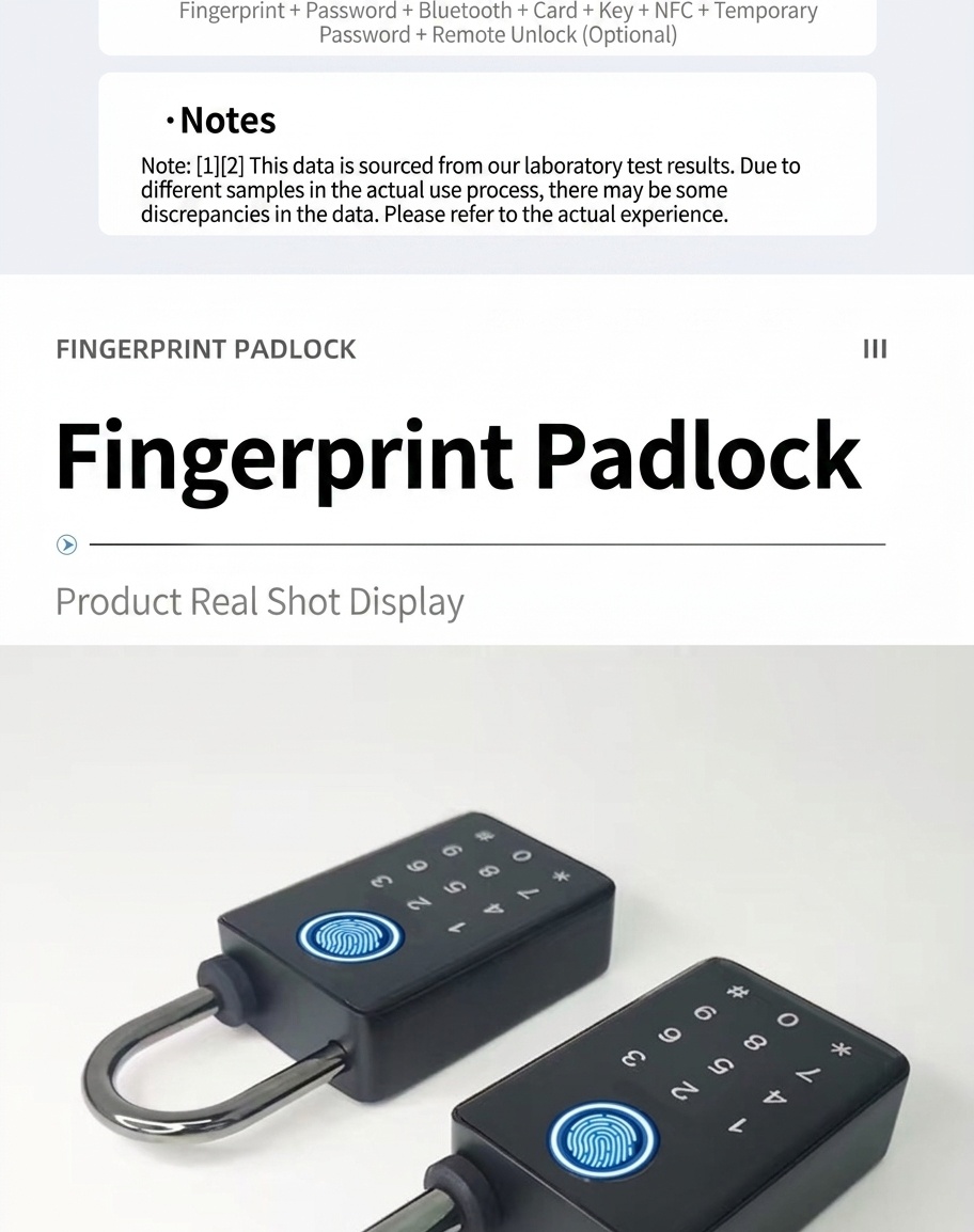 Smart Fingerprint Padlock, Keyless Bluetooth App Control Security Lock, 365-Day Standby Battery, Zinc Alloy Double Waterproof Design for Gym, Locker, Outdoor