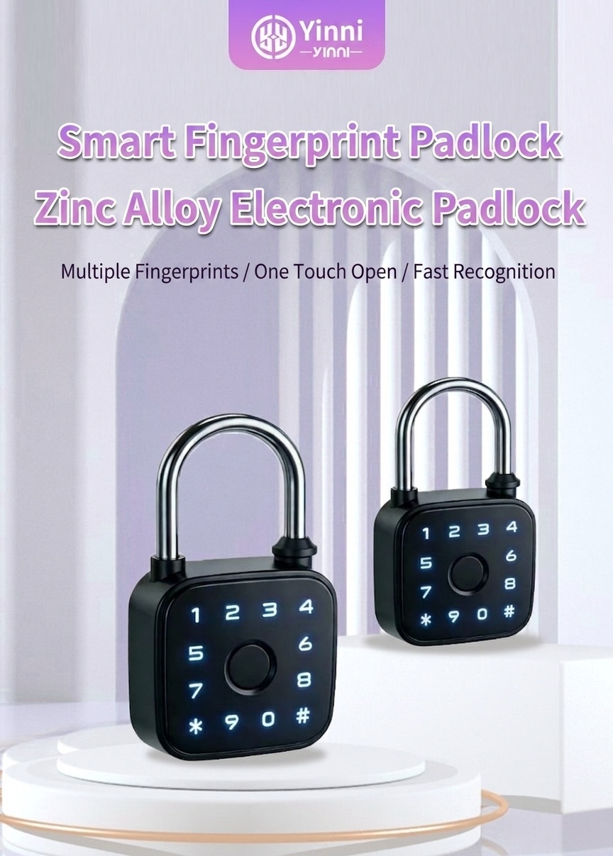Keyless Smart Fingerprint Padlock, Instant Biometric Unlock Security Lock with Bluetooth Control, IP65 Waterproof Zinc Alloy Body, 1-Year Standby Time