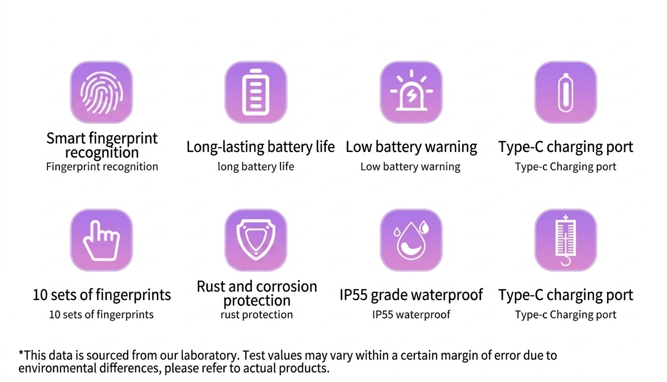 Keyless Smart Fingerprint Padlock, Instant Biometric Unlock Security Lock with Bluetooth Control, IP65 Waterproof Zinc Alloy Body, 1-Year Standby Time