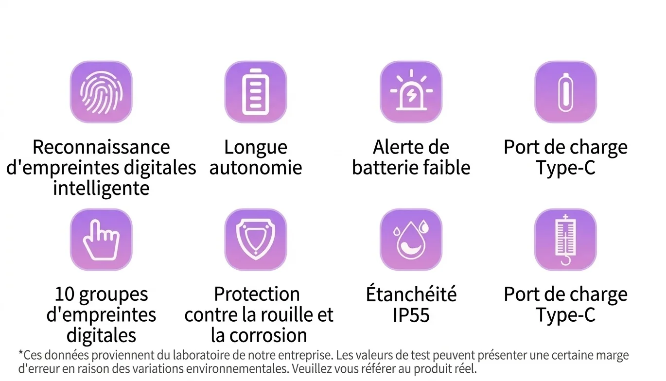 Cadenas intelligent sans clé à empreinte digitale, déverrouillage biométrique instantané, contrôle Bluetooth, boîtier en alliage de zinc étanche IP65, autonomie en veille d'un an