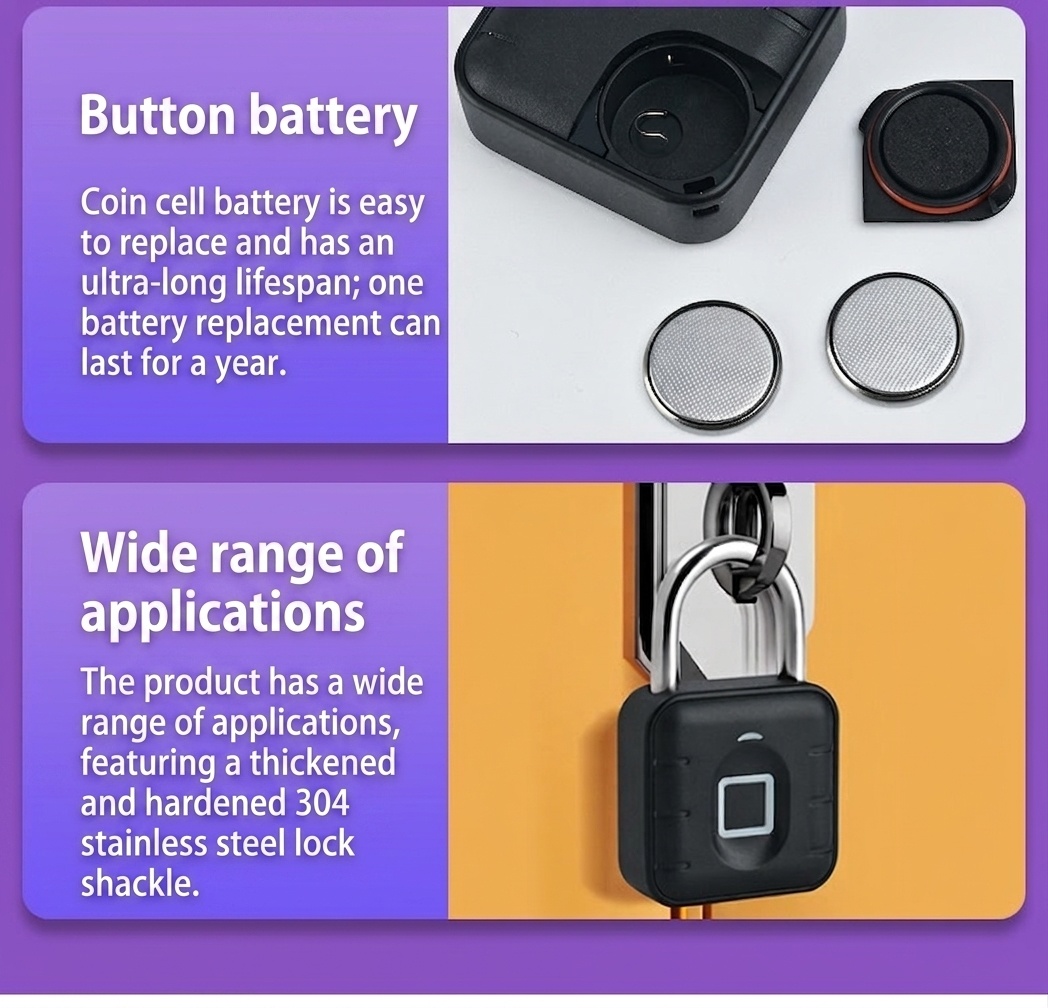 Heavy Duty Smart Fingerprint Padlock, Bluetooth App Unlock, IP67 Waterproof Security Lock with 304 Stainless Steel Shackle, 12-Month Battery Life