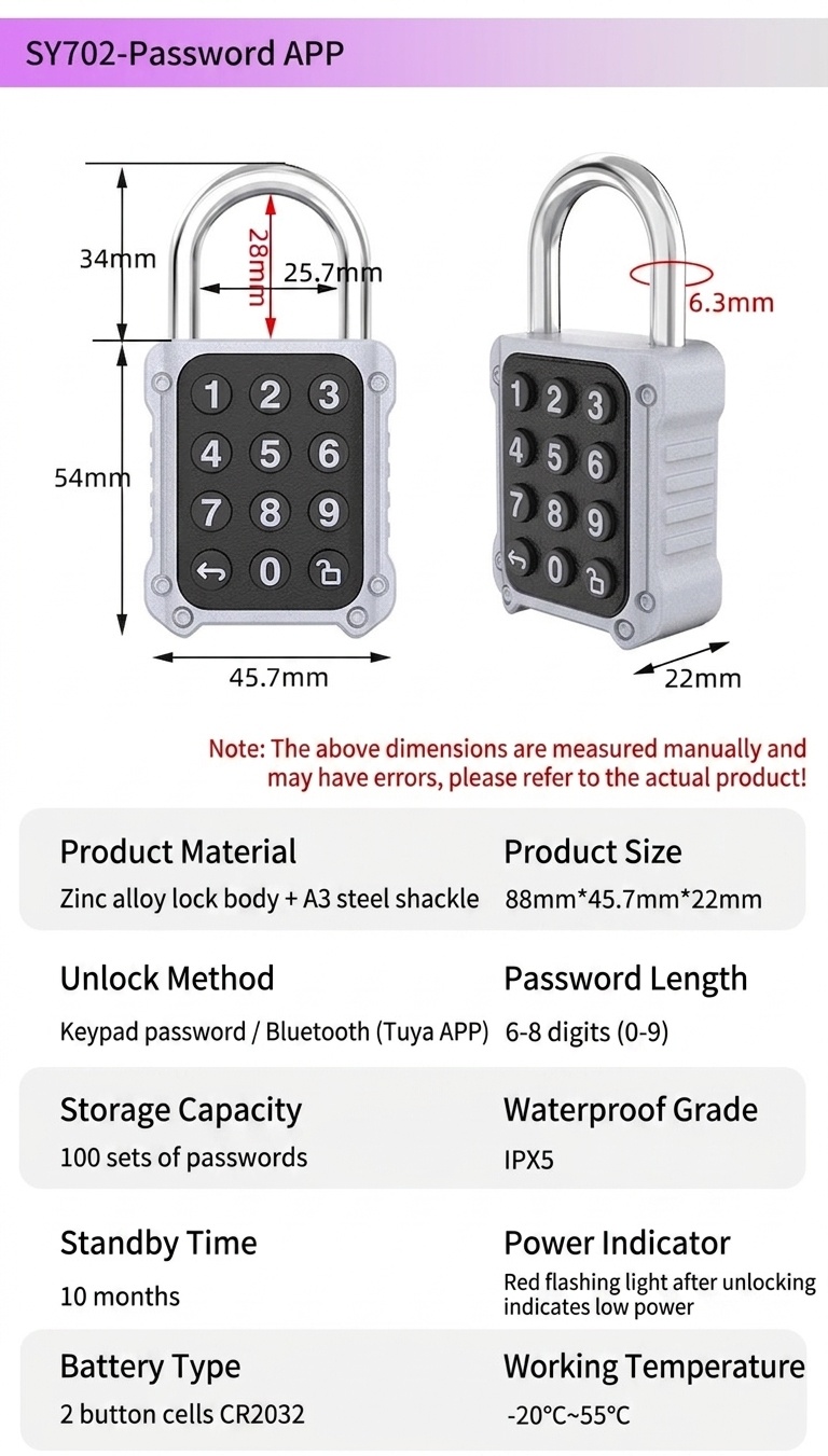 2-in-1 Smart Padlock with Fingerprint & Keypad Unlock, Bluetooth App Control Security Lock, IPX5 Waterproof Zinc Alloy Body, 10-Month Battery Life