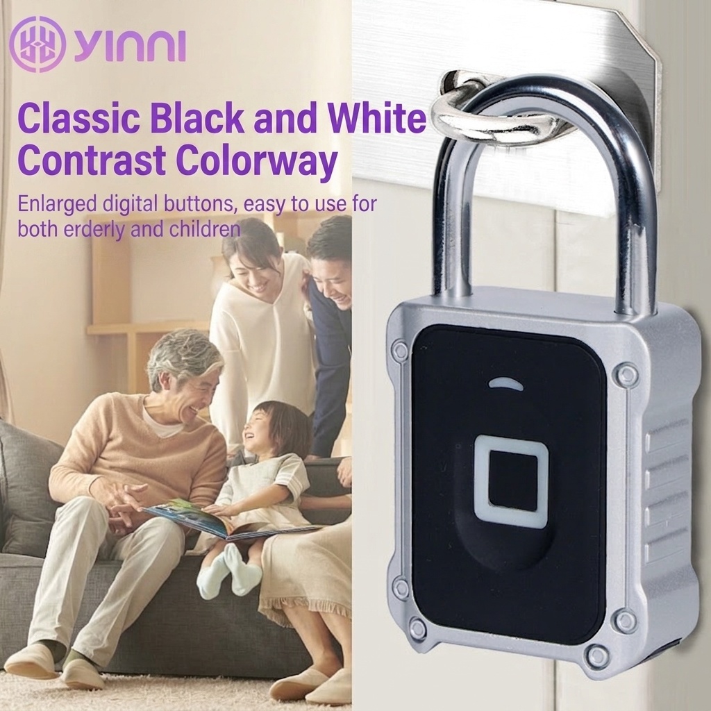 2-in-1 Smart Padlock with Fingerprint & Keypad Unlock, Bluetooth App Control Security Lock, IPX5 Waterproof Zinc Alloy Body, 10-Month Battery Life