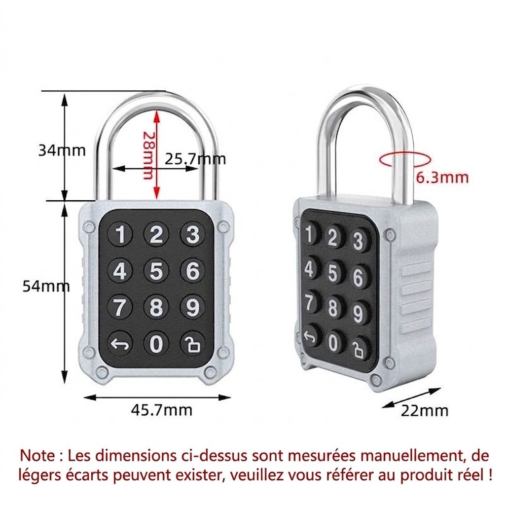 Cadenas intelligent 2 en 1 avec déverrouillage par empreinte digitale et clavier, verrouillage de sécurité contrôlé par application Bluetooth, boîtier en alliage de zinc étanche IPX5, autonomie de 10 mois