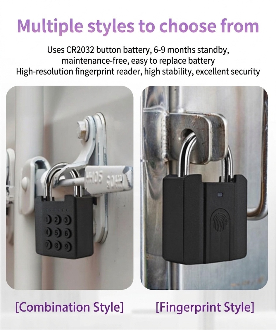 Smart Fingerprint & Password Padlock, Keyless Security Lock with Rapid Unlock, IPX5 Waterproof Zinc Alloy Body, Long-Lasting CR2032 Battery