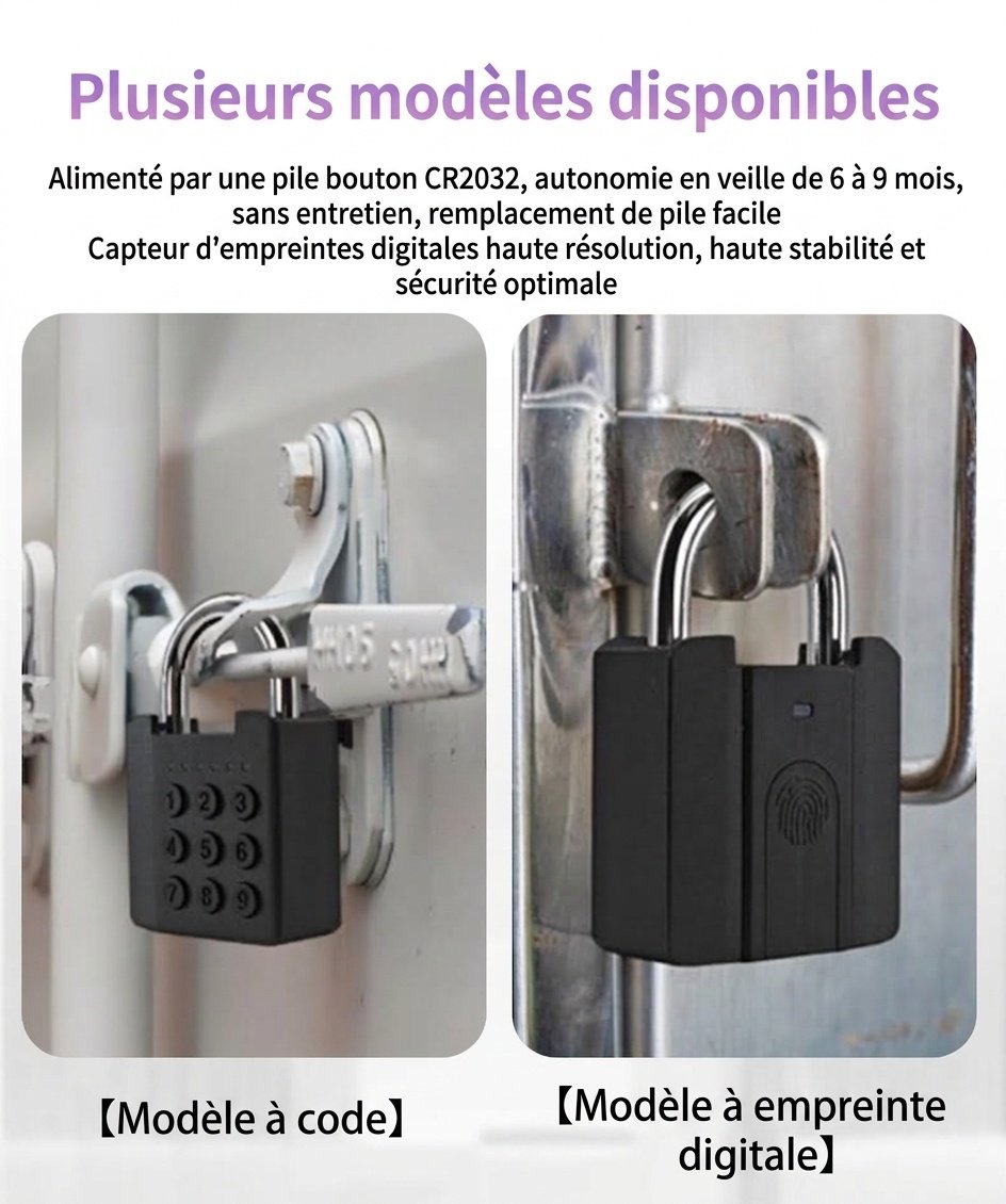 Cadenas à empreinte digitale intelligent à déverrouillage rapide, serrure de sécurité sans clé Bluetooth, boîtier étanche IP67 en acier A3 et alliage de zinc, reconnaissance en 0,5 s, batterie de secours d'un an