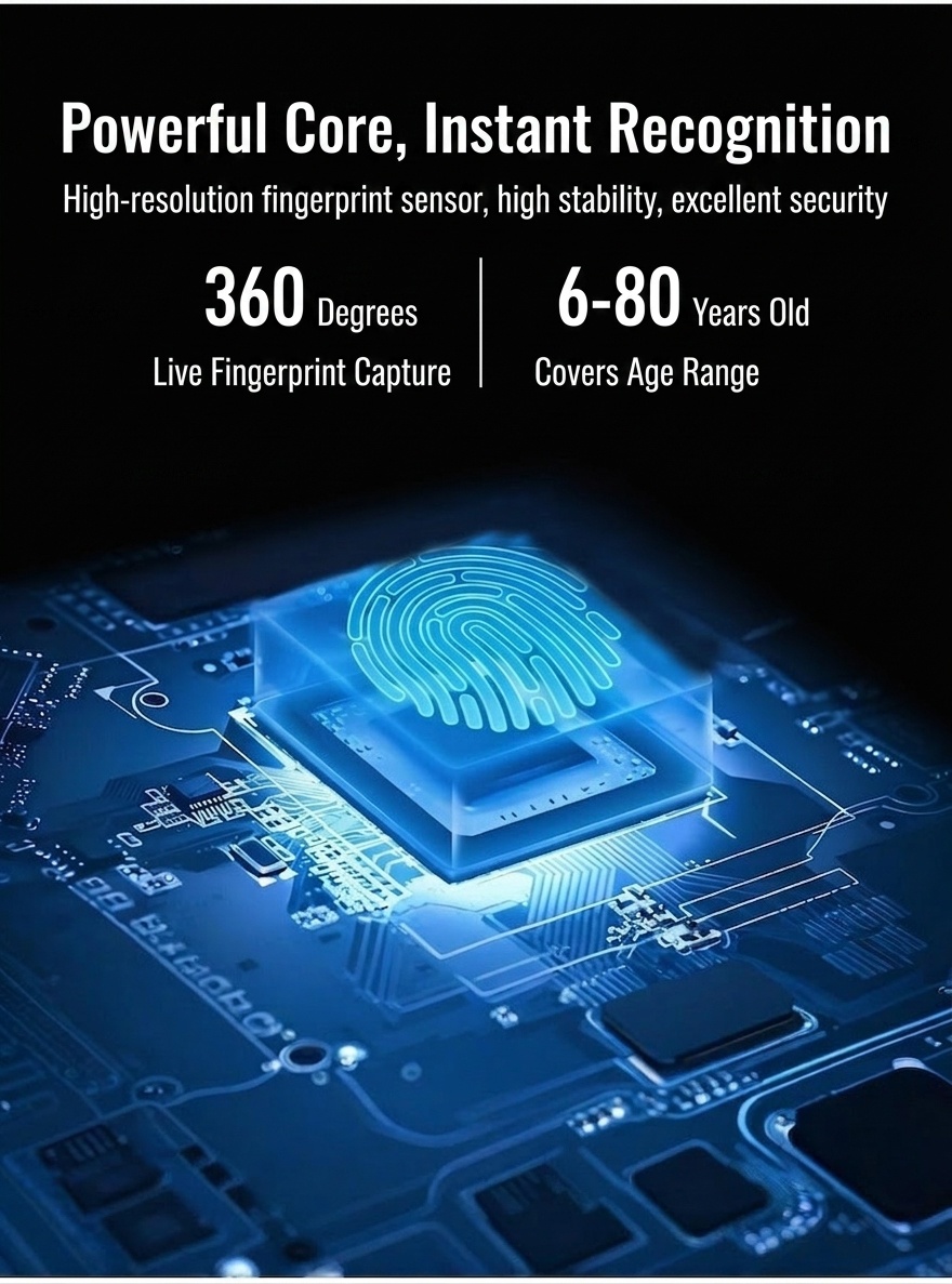 Smart Fingerprint & Password Padlock, Keyless Security Lock with Rapid Unlock, IPX5 Waterproof Zinc Alloy Body, Long-Lasting CR2032 Battery