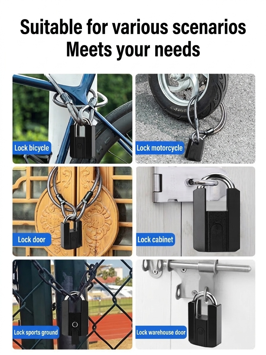 Fast Unlock Smart Fingerprint Padlock, Bluetooth Keyless Security Lock, IP67 Waterproof A3 Steel & Zinc Alloy Body, 0.5s Recognition, 1-Year Standby Battery