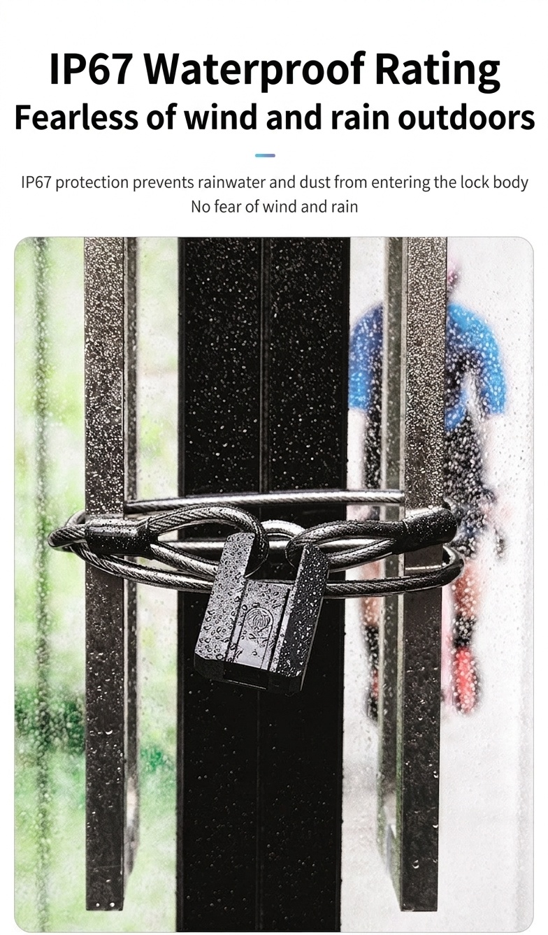 Fast Unlock Smart Fingerprint Padlock, Bluetooth Keyless Security Lock, IP67 Waterproof A3 Steel & Zinc Alloy Body, 0.5s Recognition, 1-Year Standby Battery