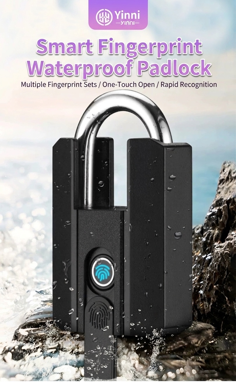 Fast Unlock Smart Fingerprint Padlock, Bluetooth Keyless Security Lock, IP67 Waterproof A3 Steel & Zinc Alloy Body, 0.5s Recognition, 1-Year Standby Battery