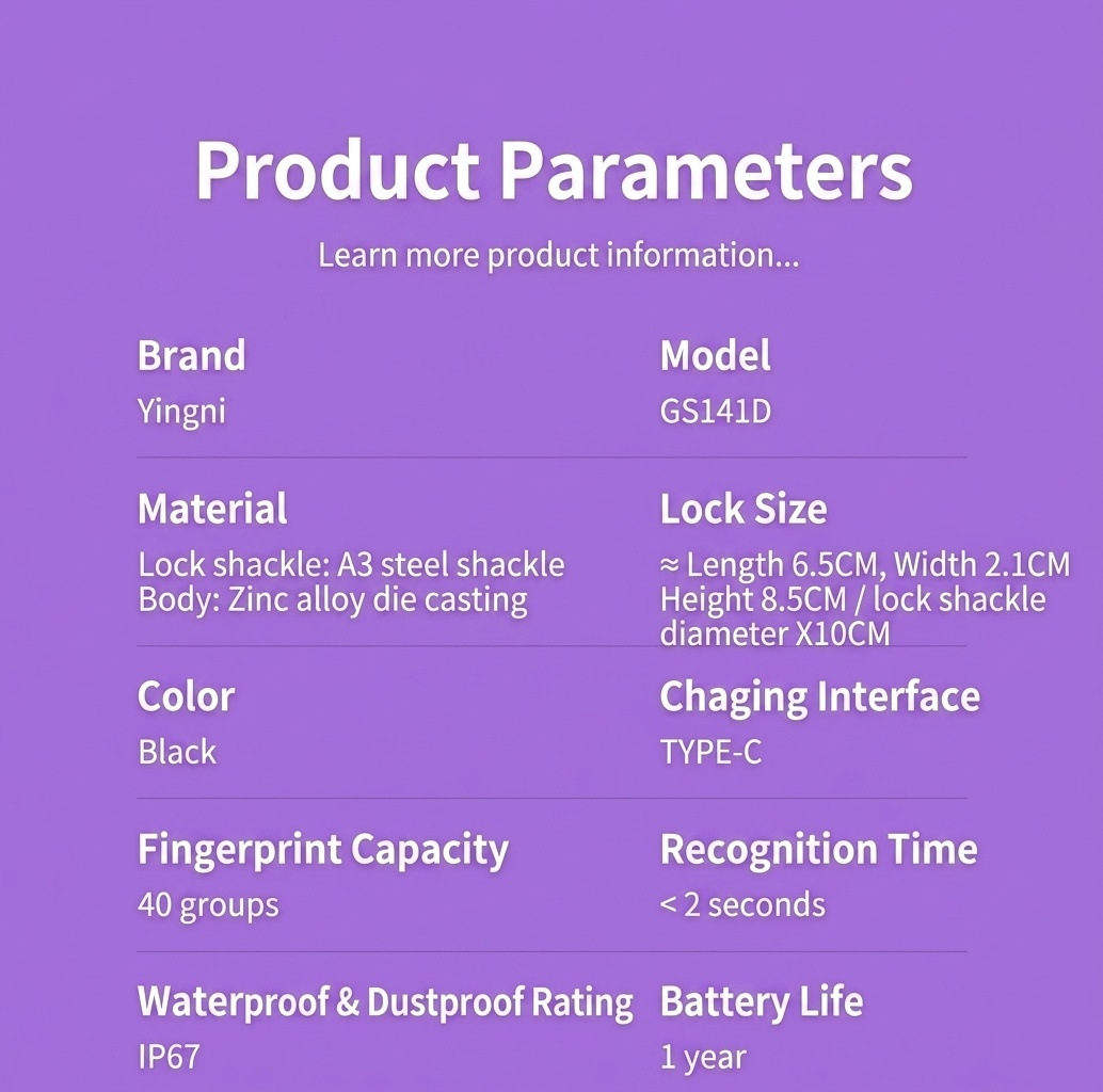 Fast Unlock Smart Fingerprint Padlock, Bluetooth Keyless Security Lock, IP67 Waterproof A3 Steel & Zinc Alloy Body, 0.5s Recognition, 1-Year Standby Battery