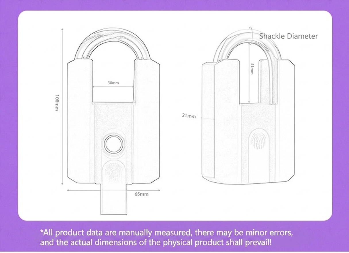 Fast Unlock Smart Fingerprint Padlock, Bluetooth Keyless Security Lock, IP67 Waterproof A3 Steel & Zinc Alloy Body, 0.5s Recognition, 1-Year Standby Battery