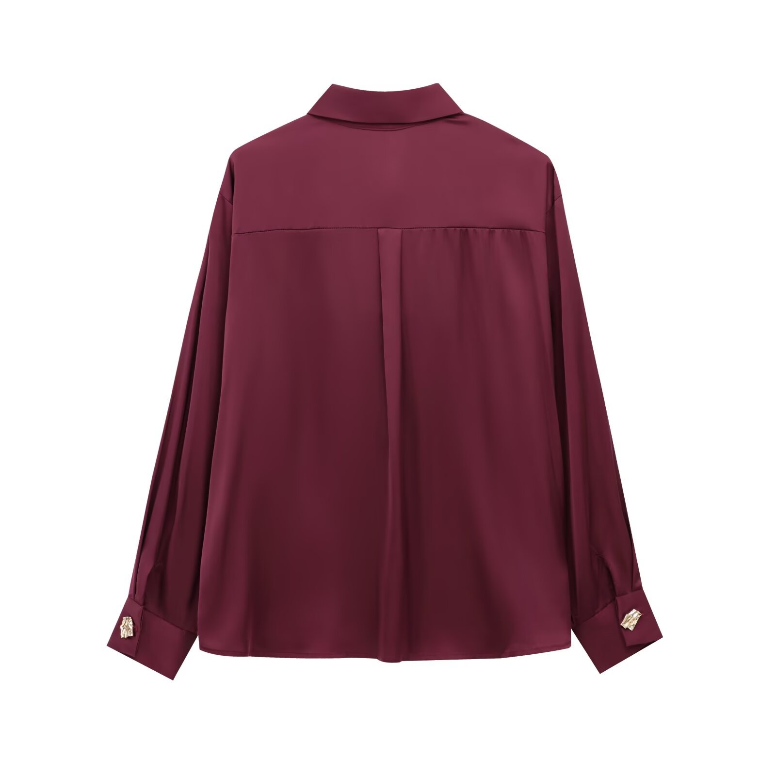 Satinbluse mit goldener Knopfleiste KUN-00002