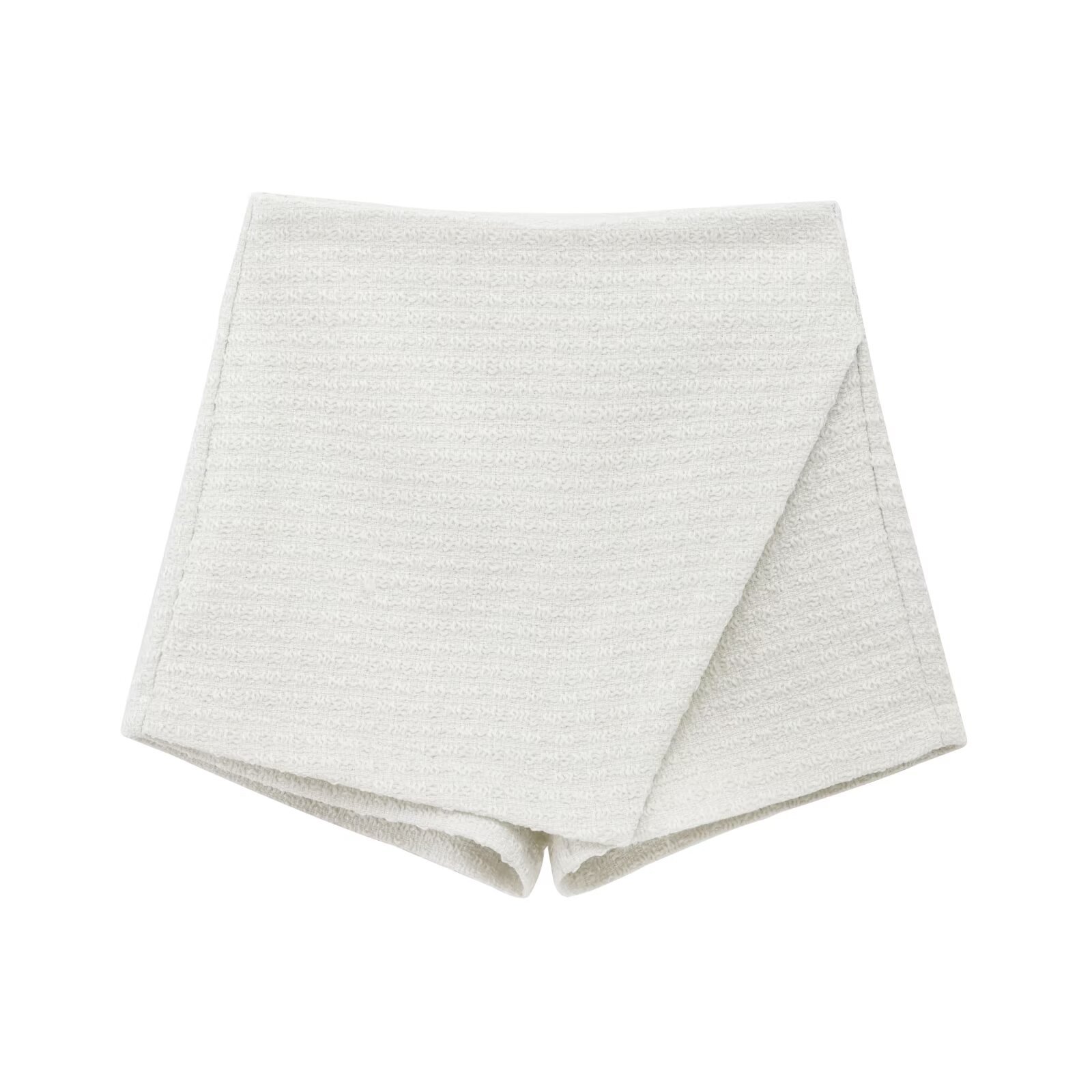 Geweven shortrok met textuur en hoge taille - Europese stijl KUN-00001
