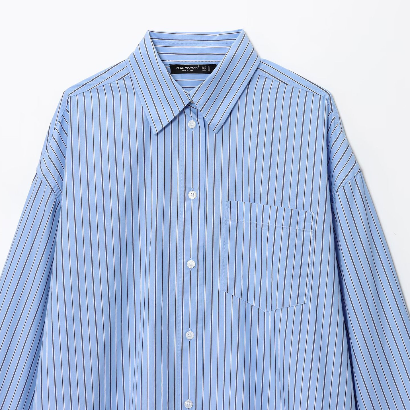 Striped Oversized Poplin Shirt - Long Sleeve European Style KUN-00125