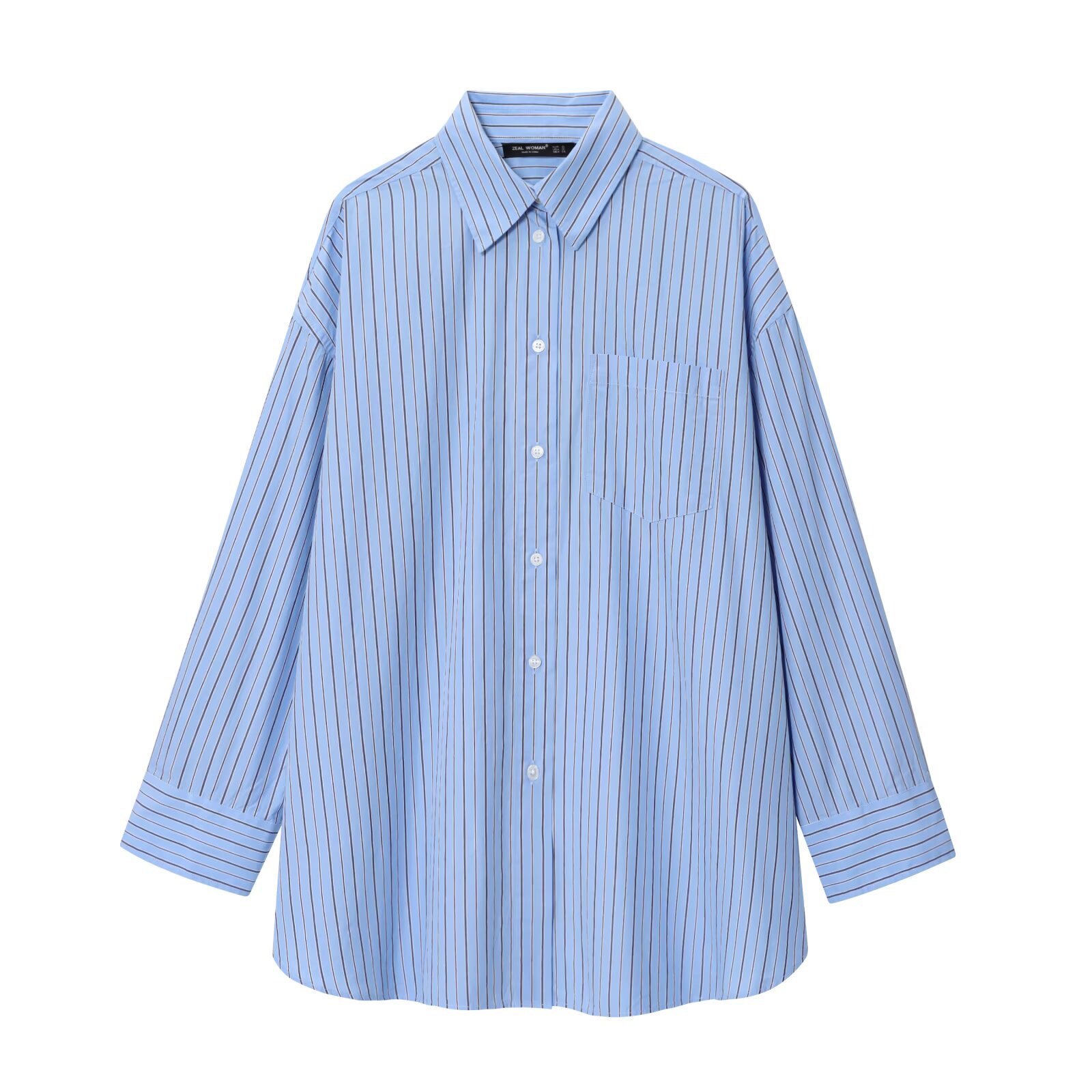 Striped Oversized Poplin Shirt - Long Sleeve European Style KUN-00125