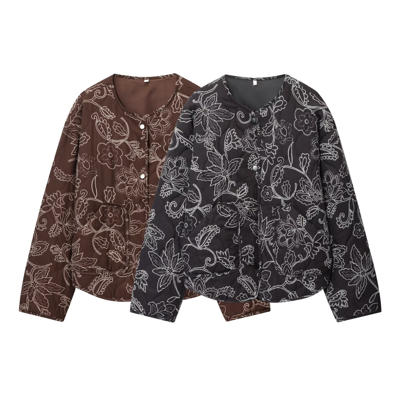 Veste matelassée brodée enduite KUN-00026