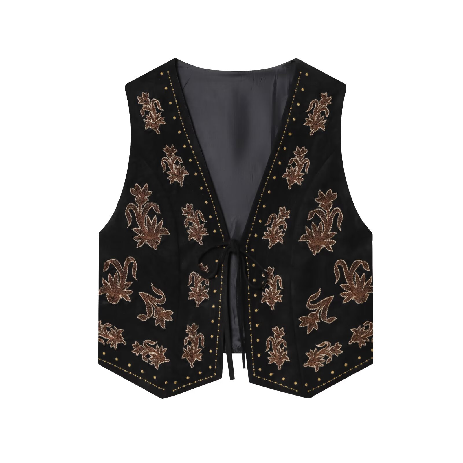Suede Embroidered Vest - European Style KUN-00036