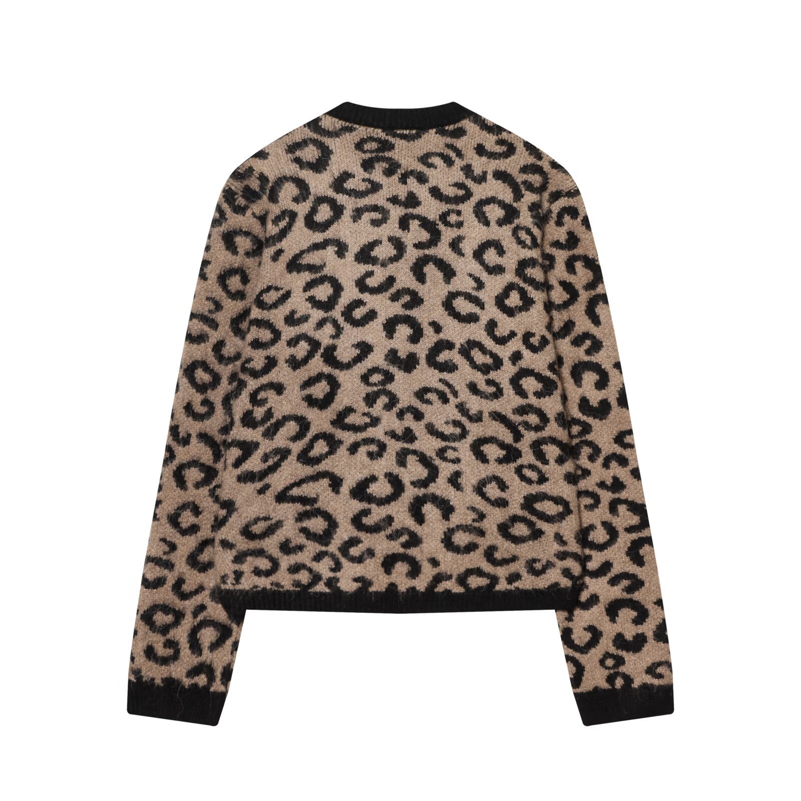 Cárdigan de punto con cuello redondo y manga larga en jacquard animal KUN-00086