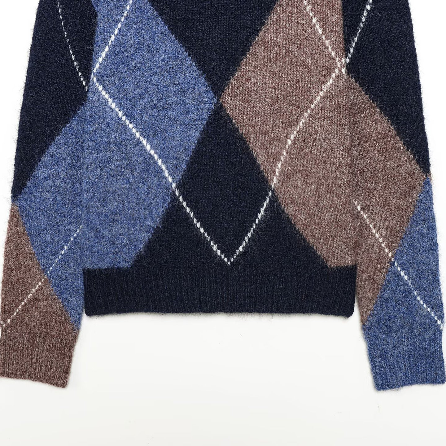 Knit Sweater Women's Diamond Pattern Long Sleeve Top KUN-00008