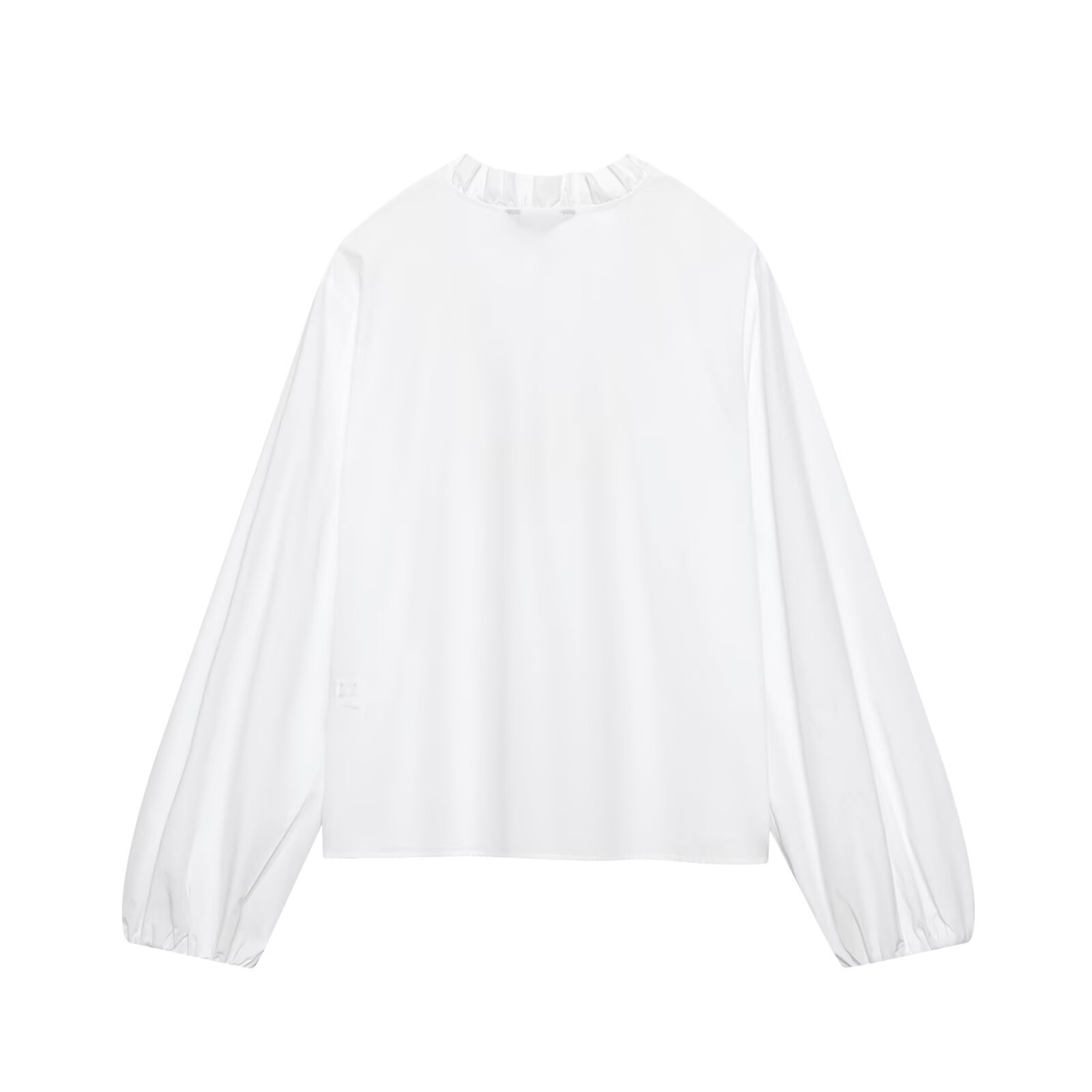 Poplin Layered Ruffle Long Sleeve Blouse KUN-00027