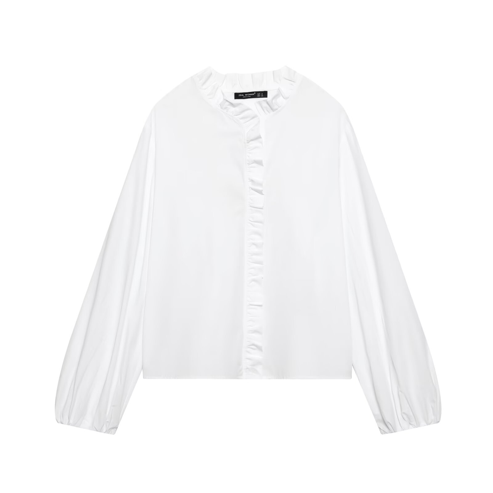 Poplin Layered Ruffle Long Sleeve Blouse KUN-00027