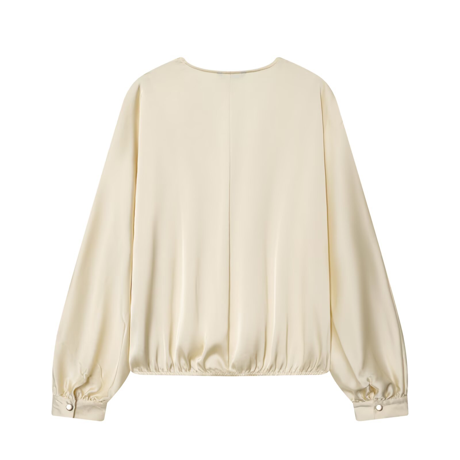 Satin V-Neck Long Sleeve Blouse KUN-00105