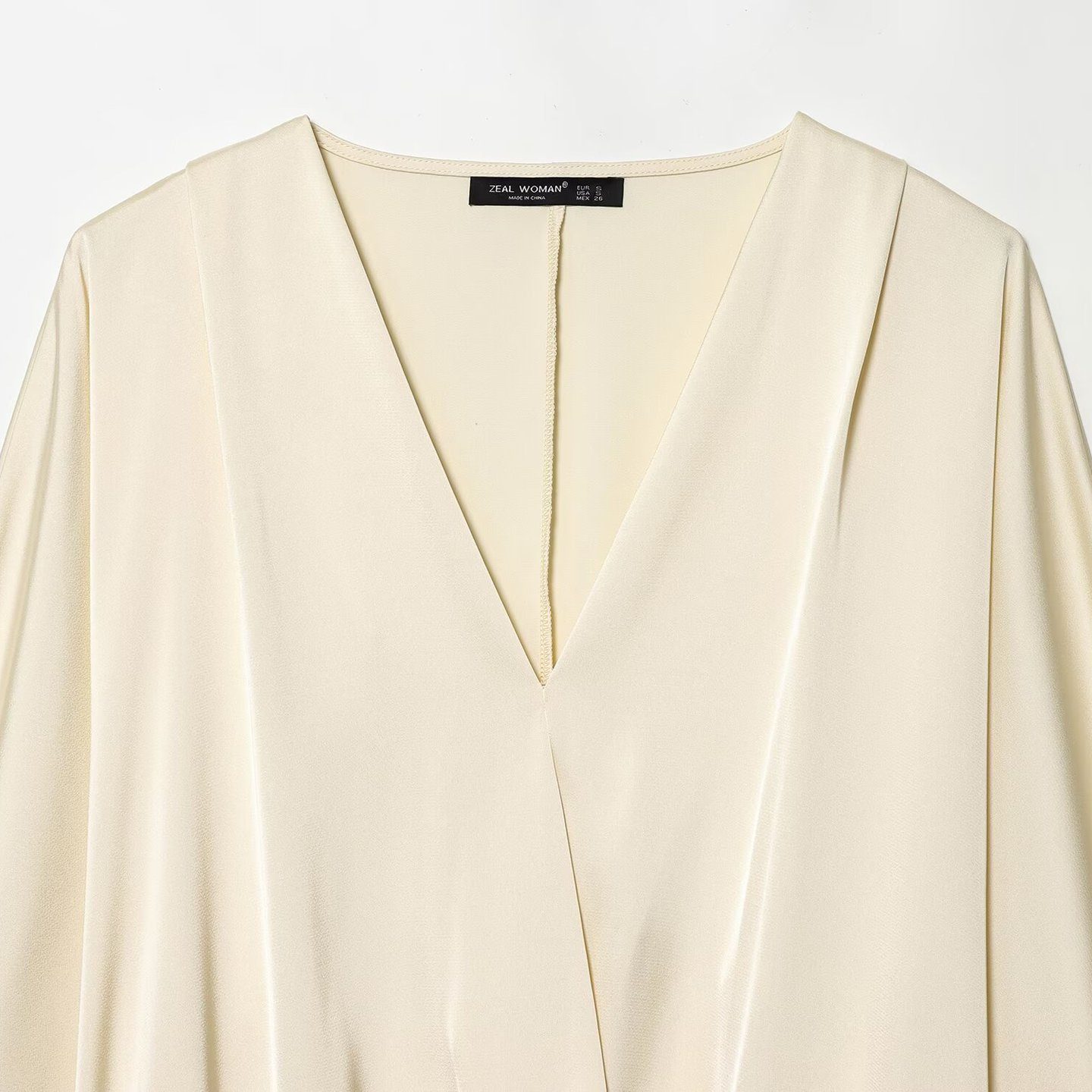 Satin V-Neck Long Sleeve Blouse KUN-00105