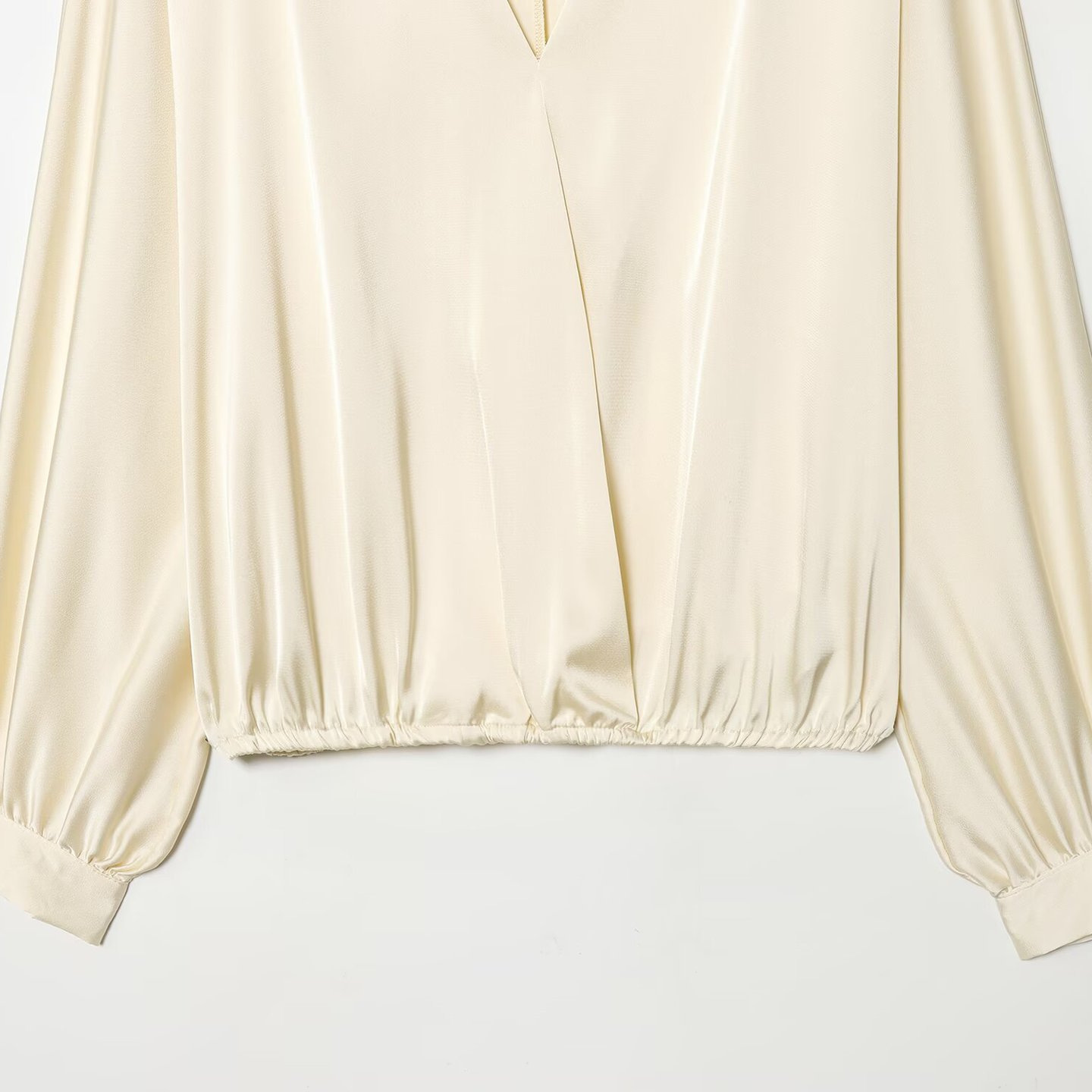 Satin V-Neck Long Sleeve Blouse KUN-00105