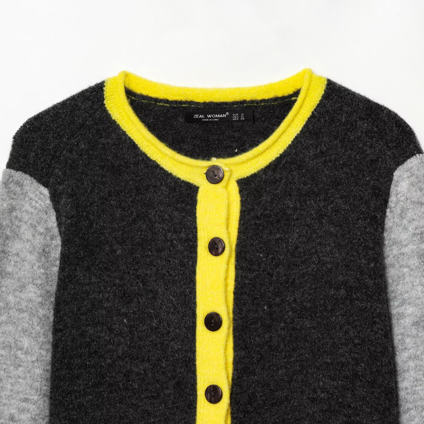 Knit Cardigan - Color Block Long Sleeve Sweater KUN-00006