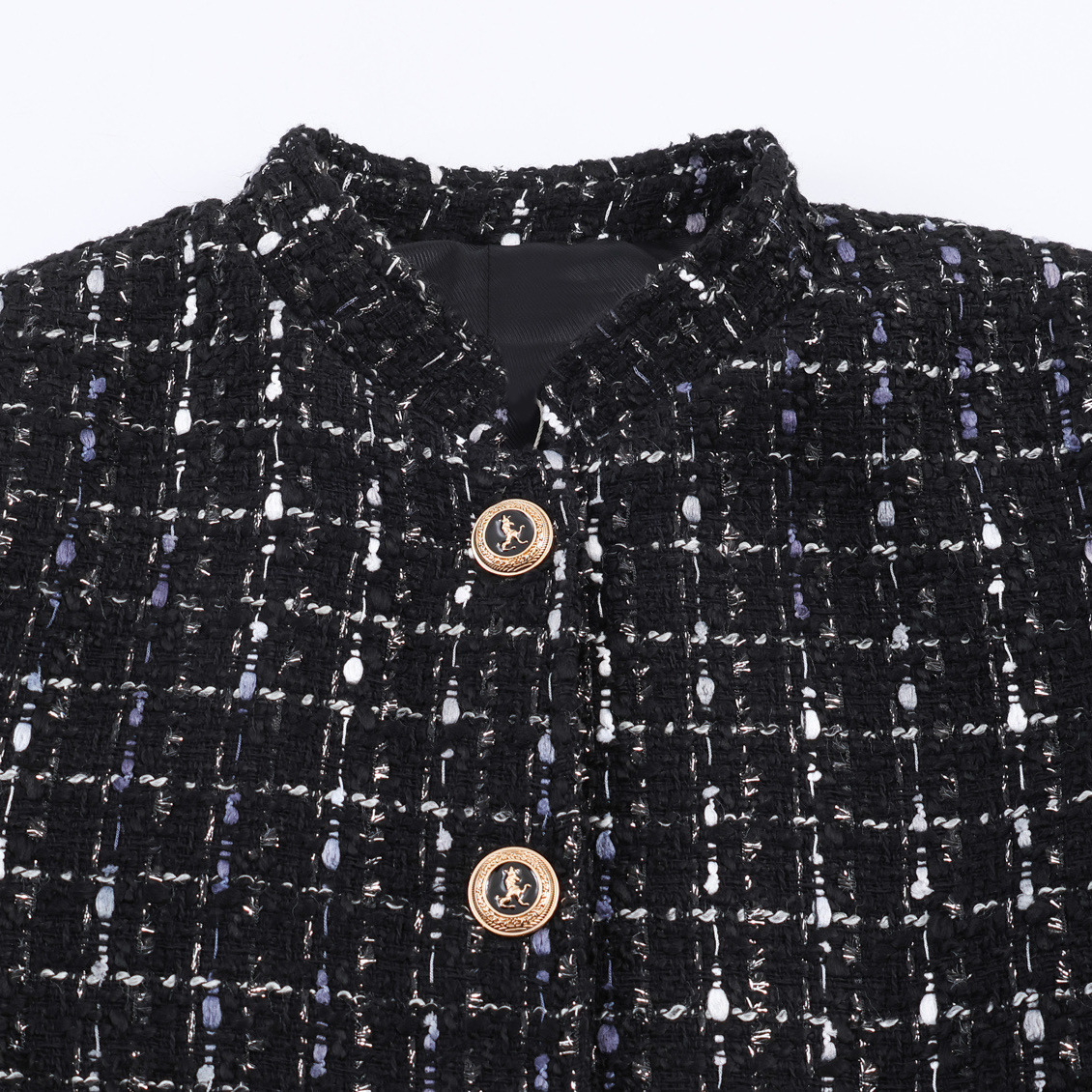 Women's Blazer Metallic Texture High Neck Jacket KUN-00009