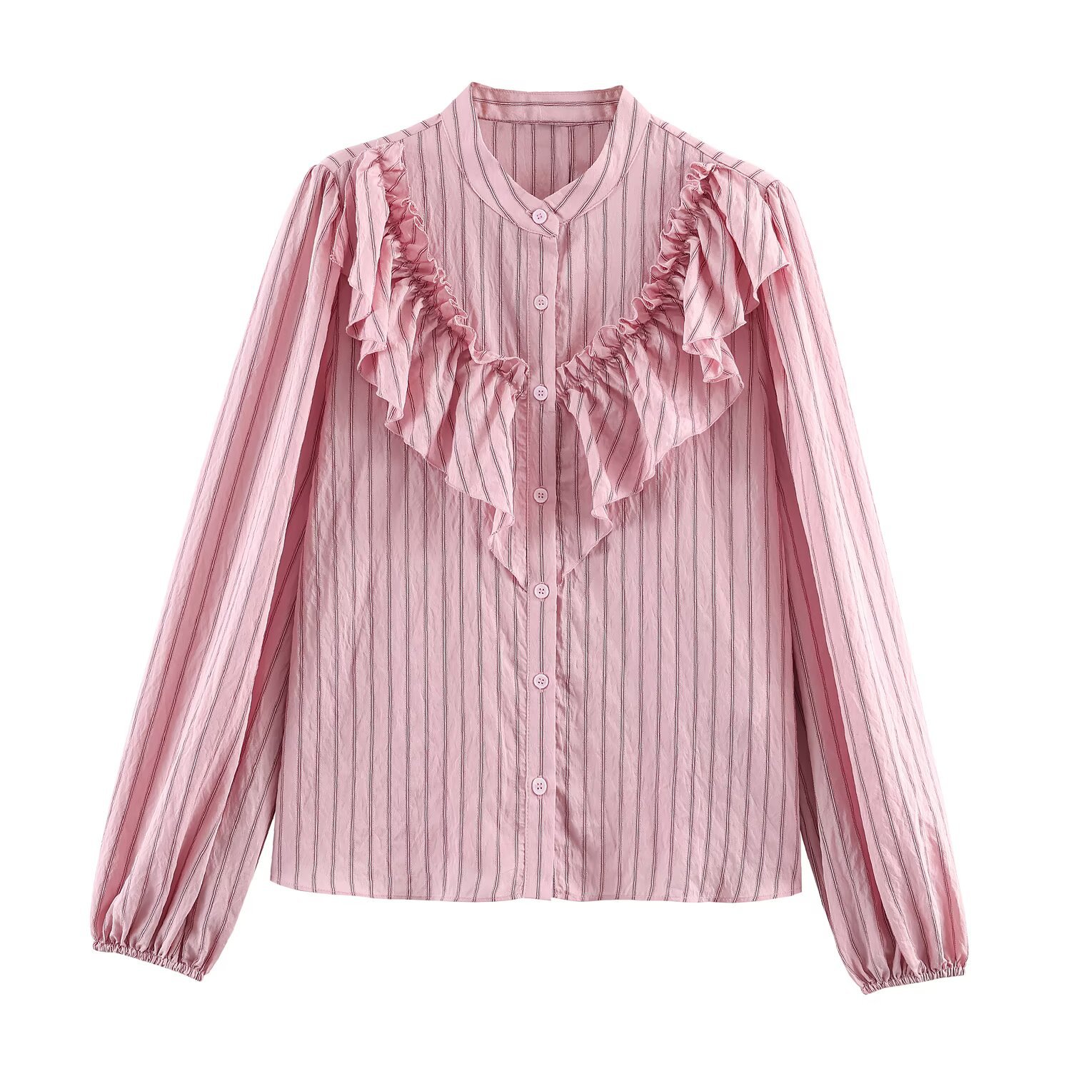 Striped Layered High Neck Long Sleeve Shirt KUN-00033