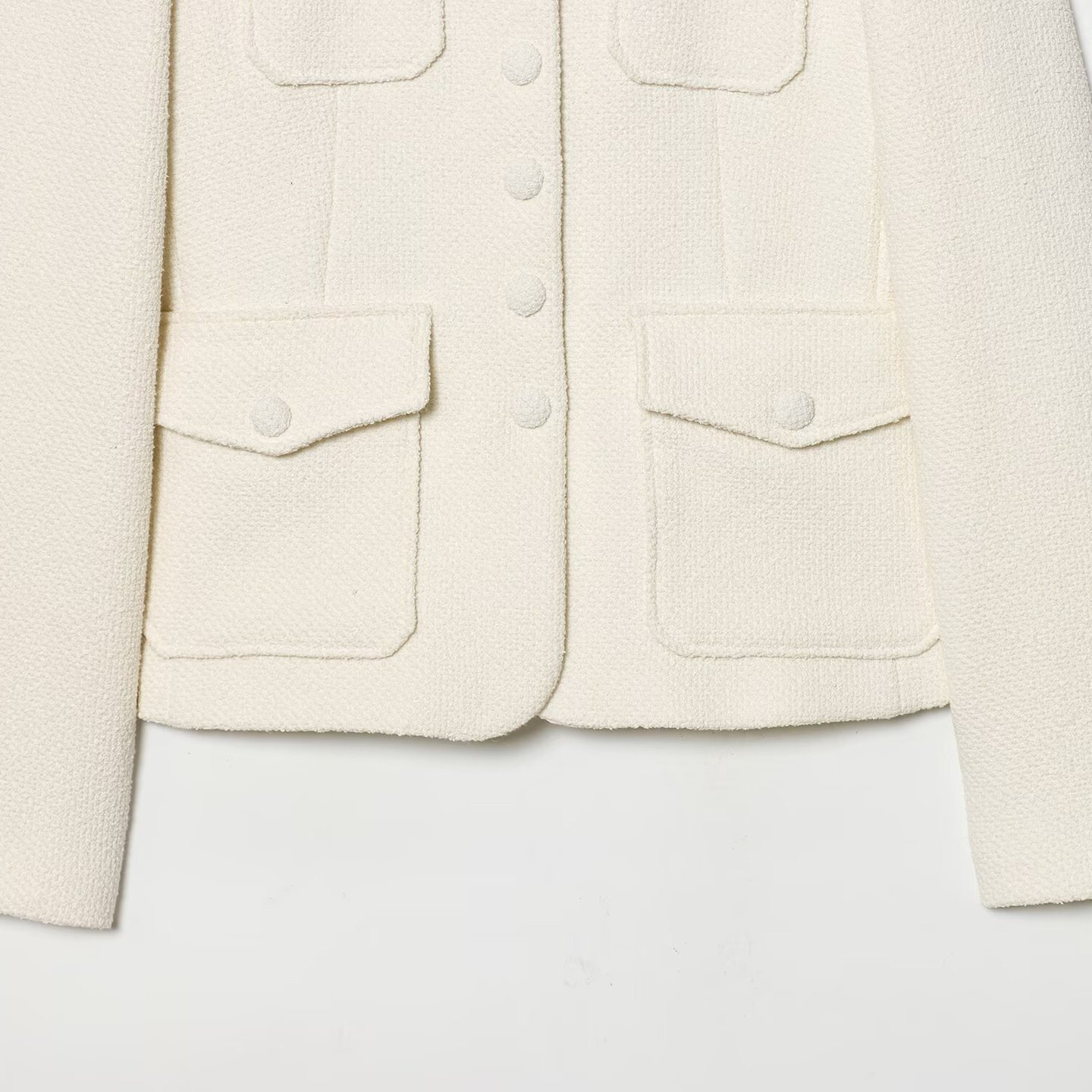 Chaqueta de tweed de mezcla de algodón - Cuello alto estilo europeo KUN-00025