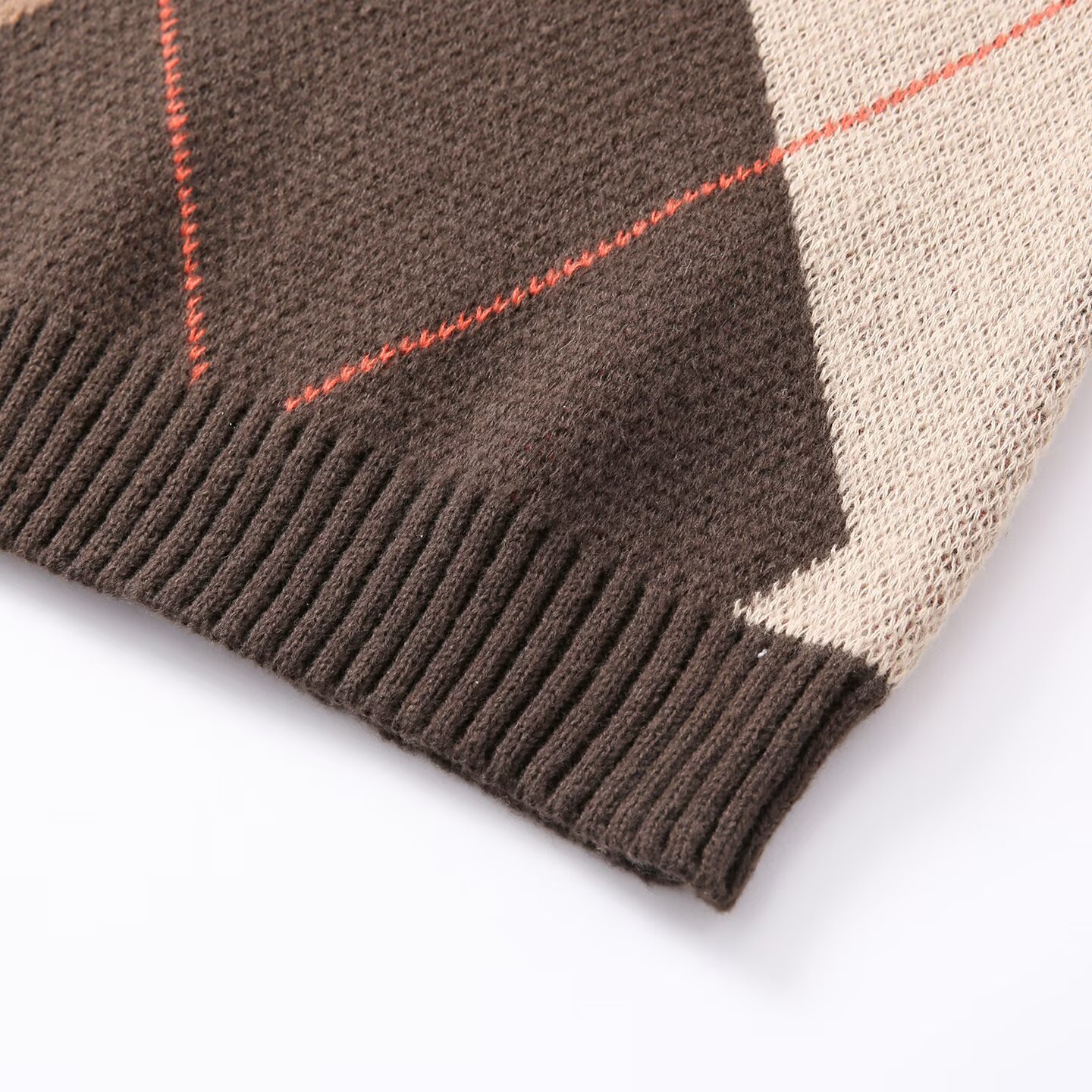 Chaleco de punto con jacquard de rombos, suéter sin mangas KUN-00070