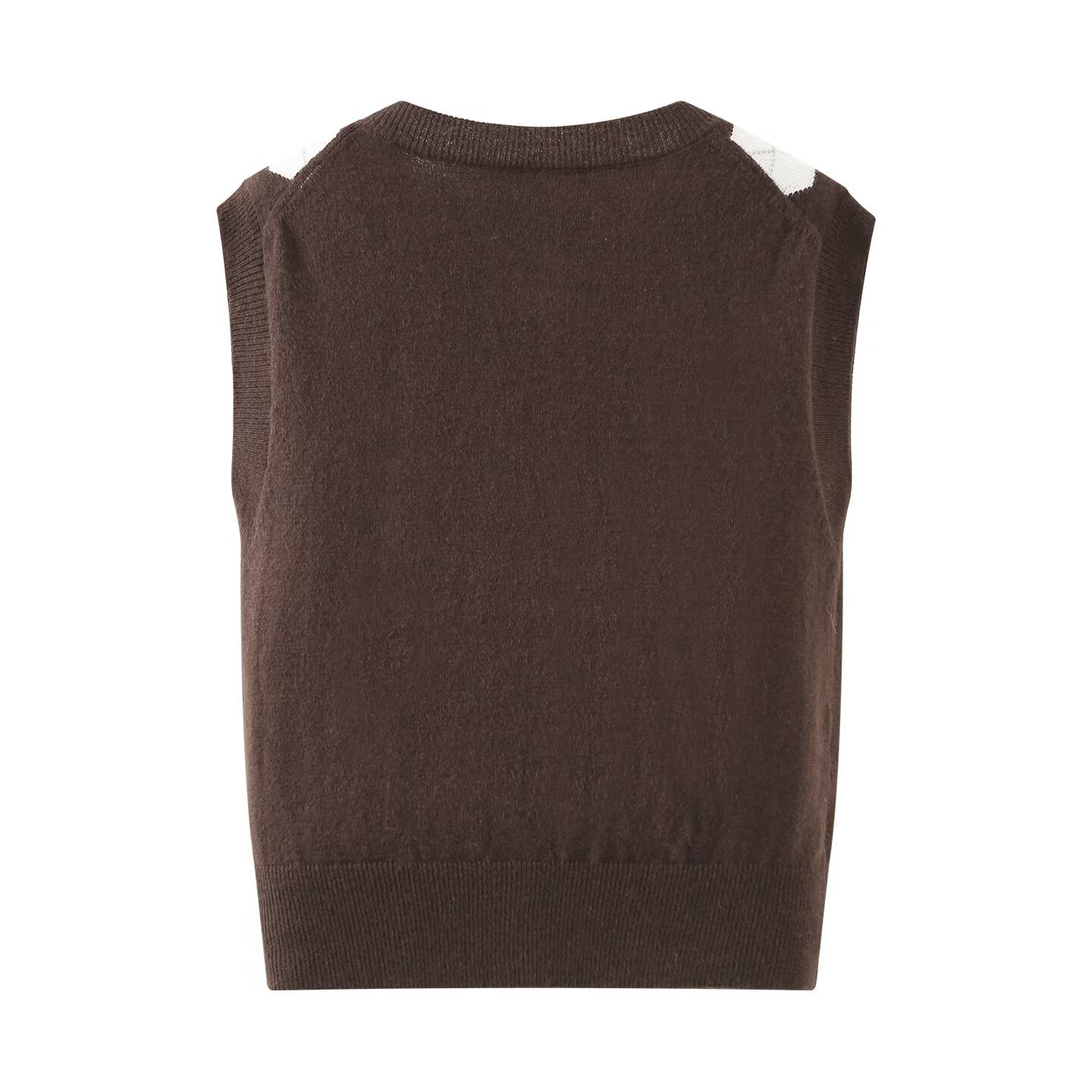 Knit Vest Sleeveless Argyle Retro Top KUN-00044