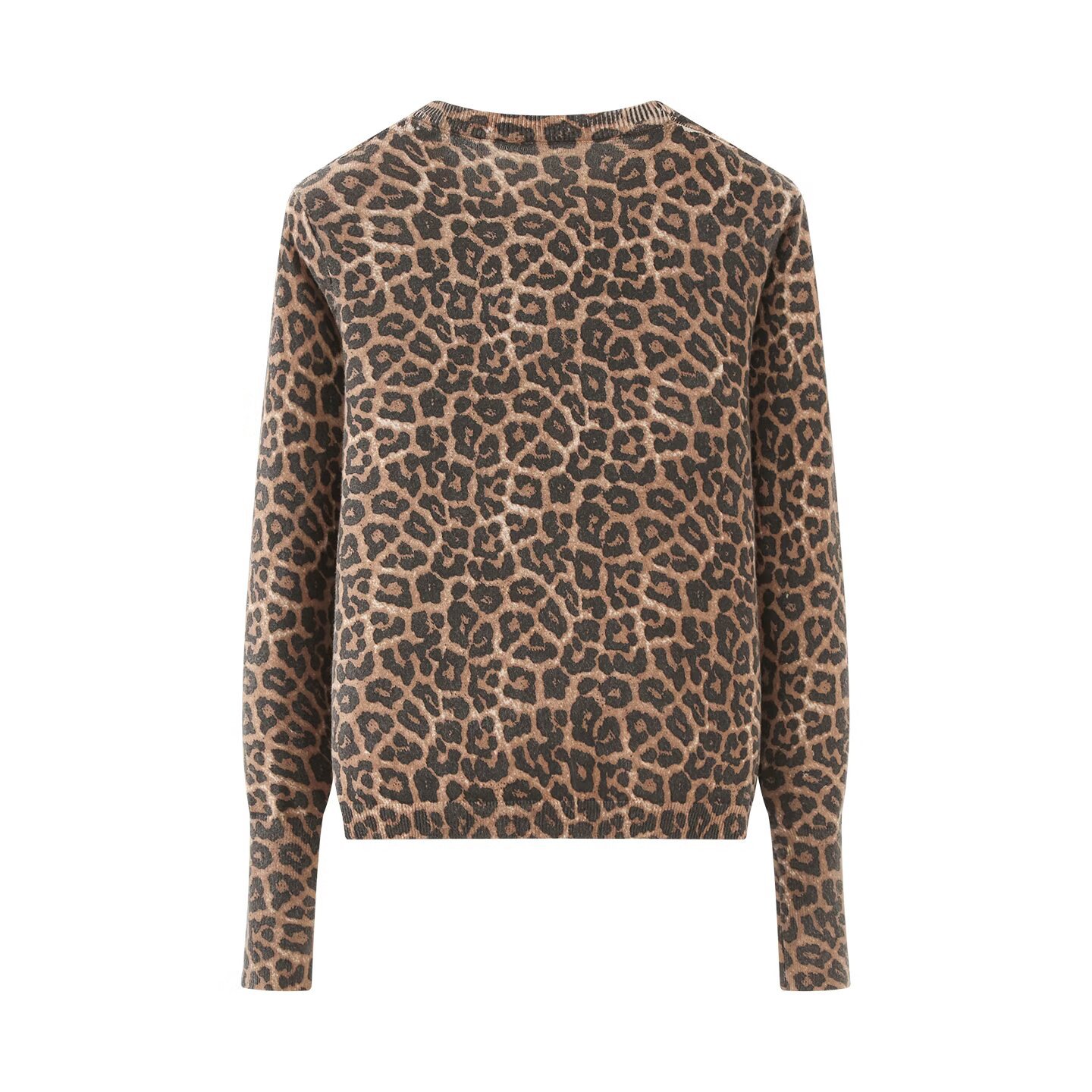 Knit Top Leopard Print Crewneck Sweater KUN-00049