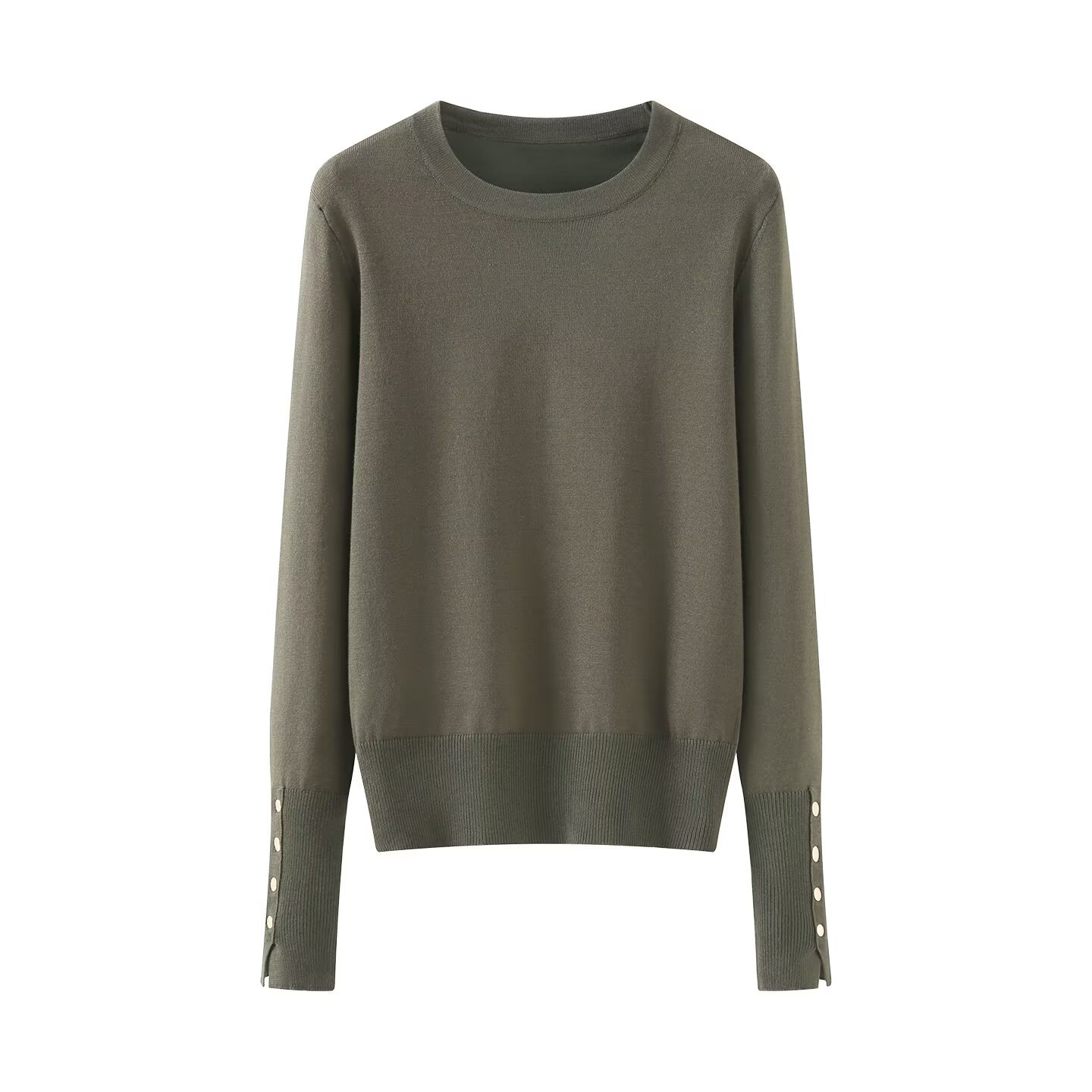 Knit Top Long Sleeve Crewneck Stylish Casual Sweater KUN-00015