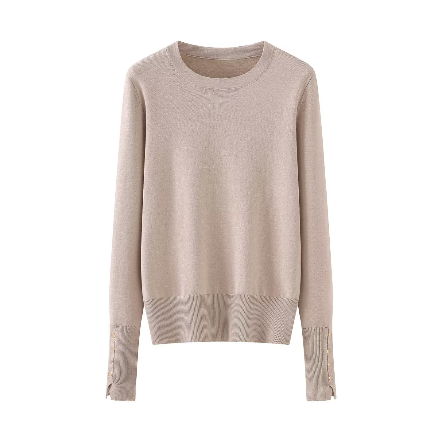 Knit Top Long Sleeve Crewneck Stylish Casual Sweater KUN-00015