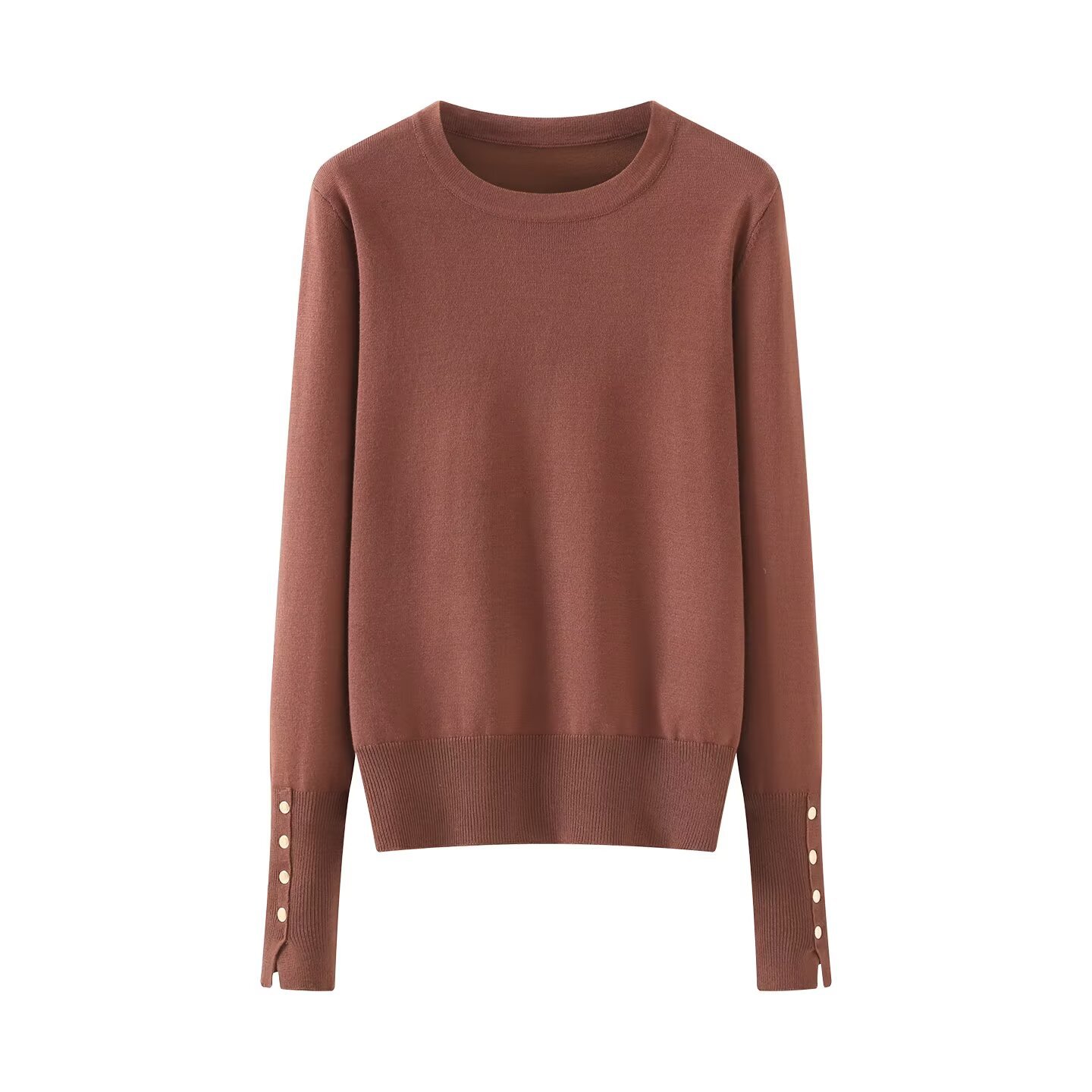 Knit Top Long Sleeve Crewneck Stylish Casual Sweater KUN-00015