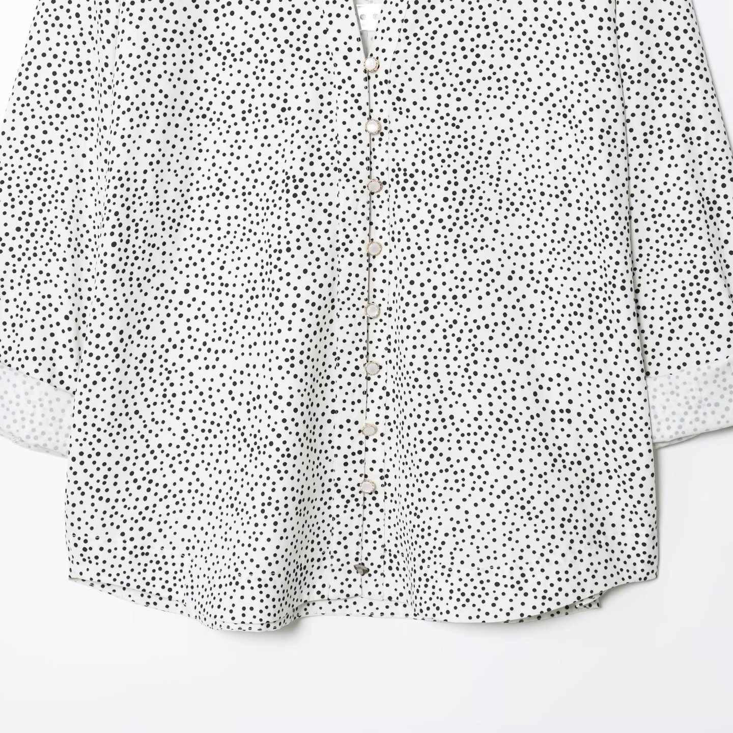 Women's Polka Dot Blouse - Roll-Up Sleeve, Chic Style KUN-00094