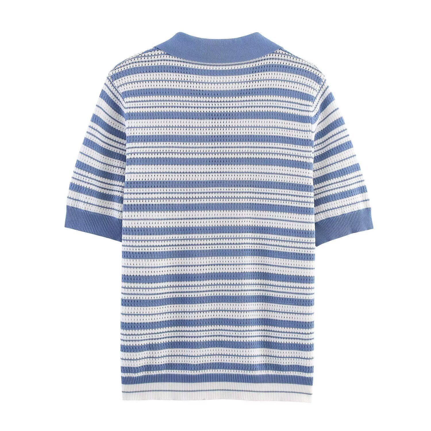 Striped Knit Top - Women's European Style Casual Sweater KUN-00070