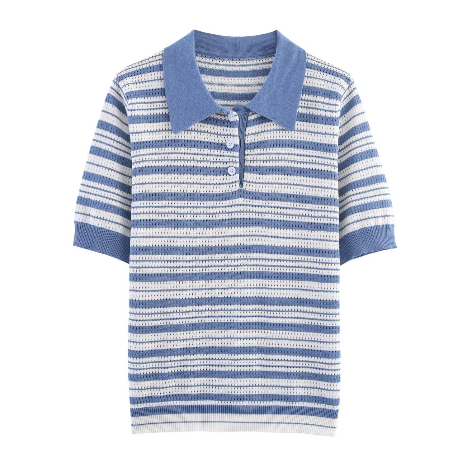 Striped Knit Top - Women's European Style Casual Sweater KUN-00070