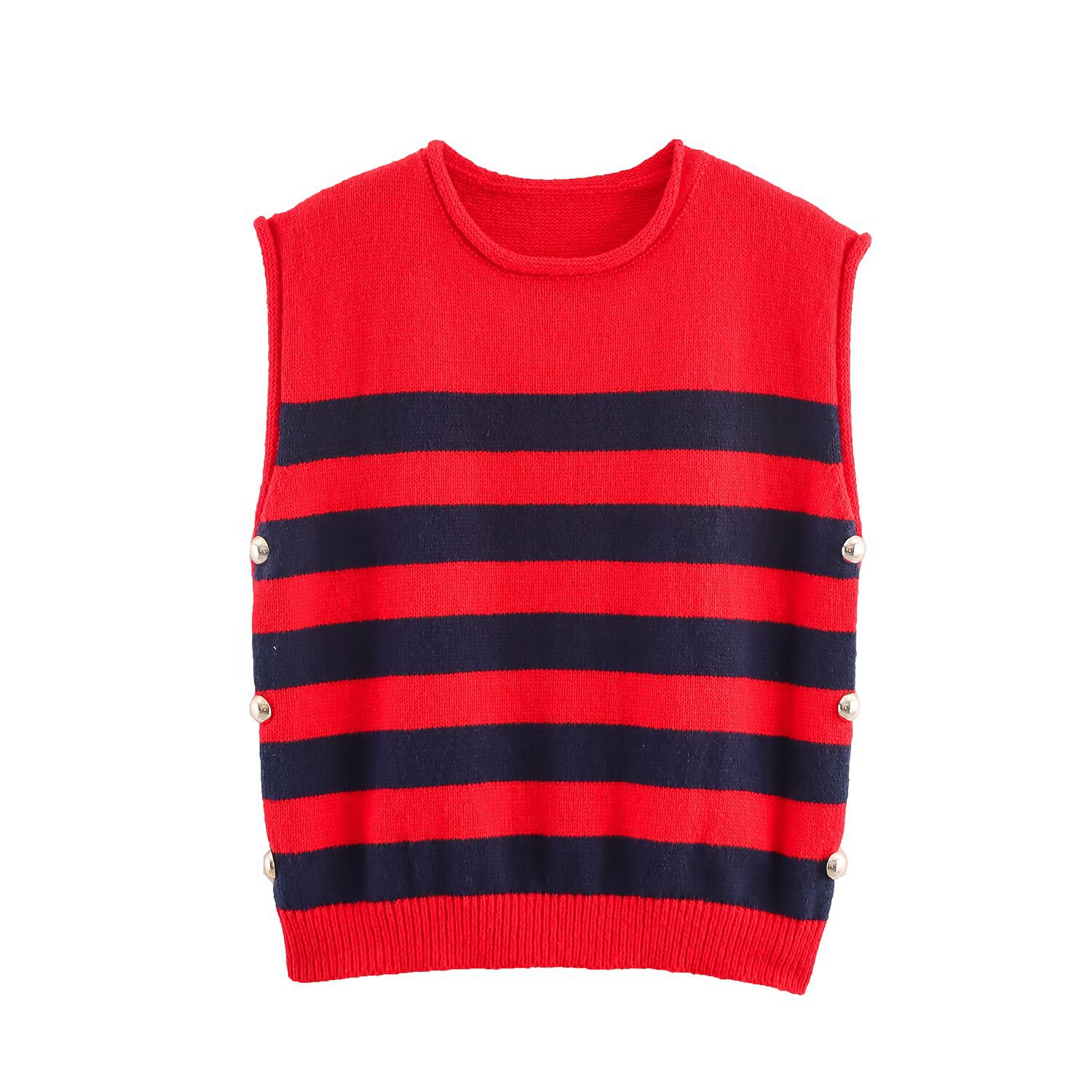 Knit Vest for Women Side Button Detail KUN-00102