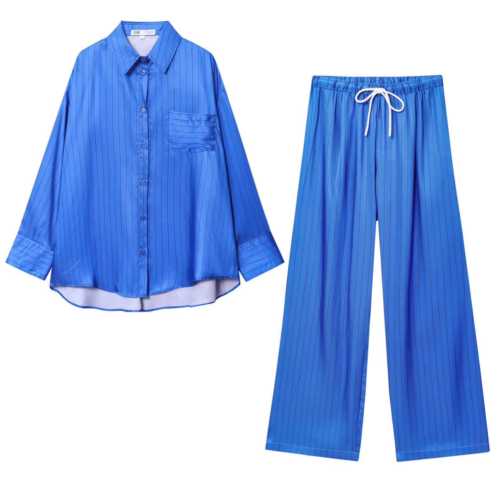 Conjunto de pijama de rayas con camisa y pantalón - Corte holgado KUN-00047