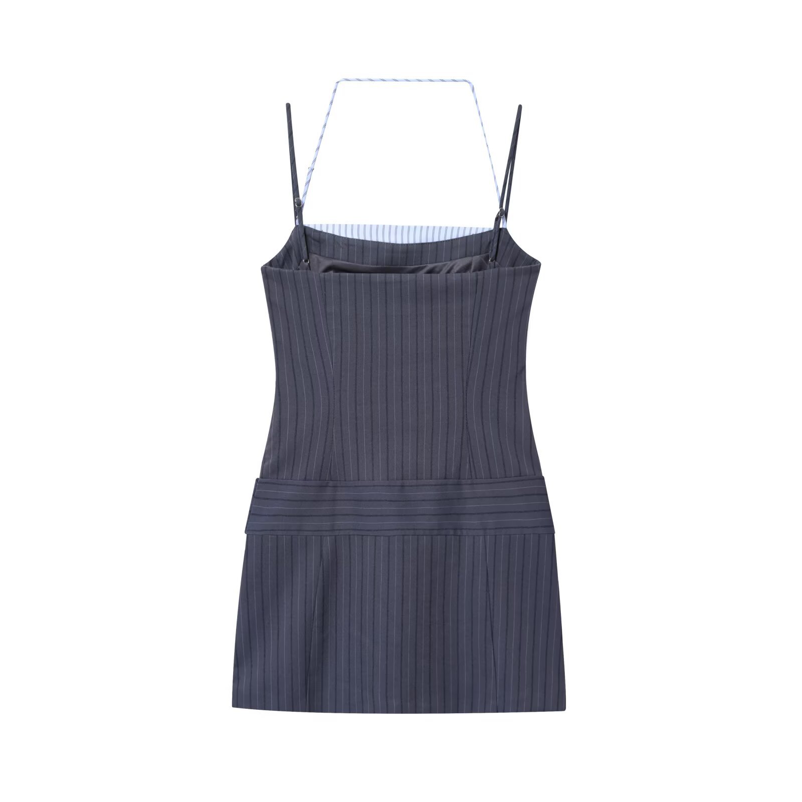 Vestido de patchwork a rayas, estilo europeo versátil, KUN-00067