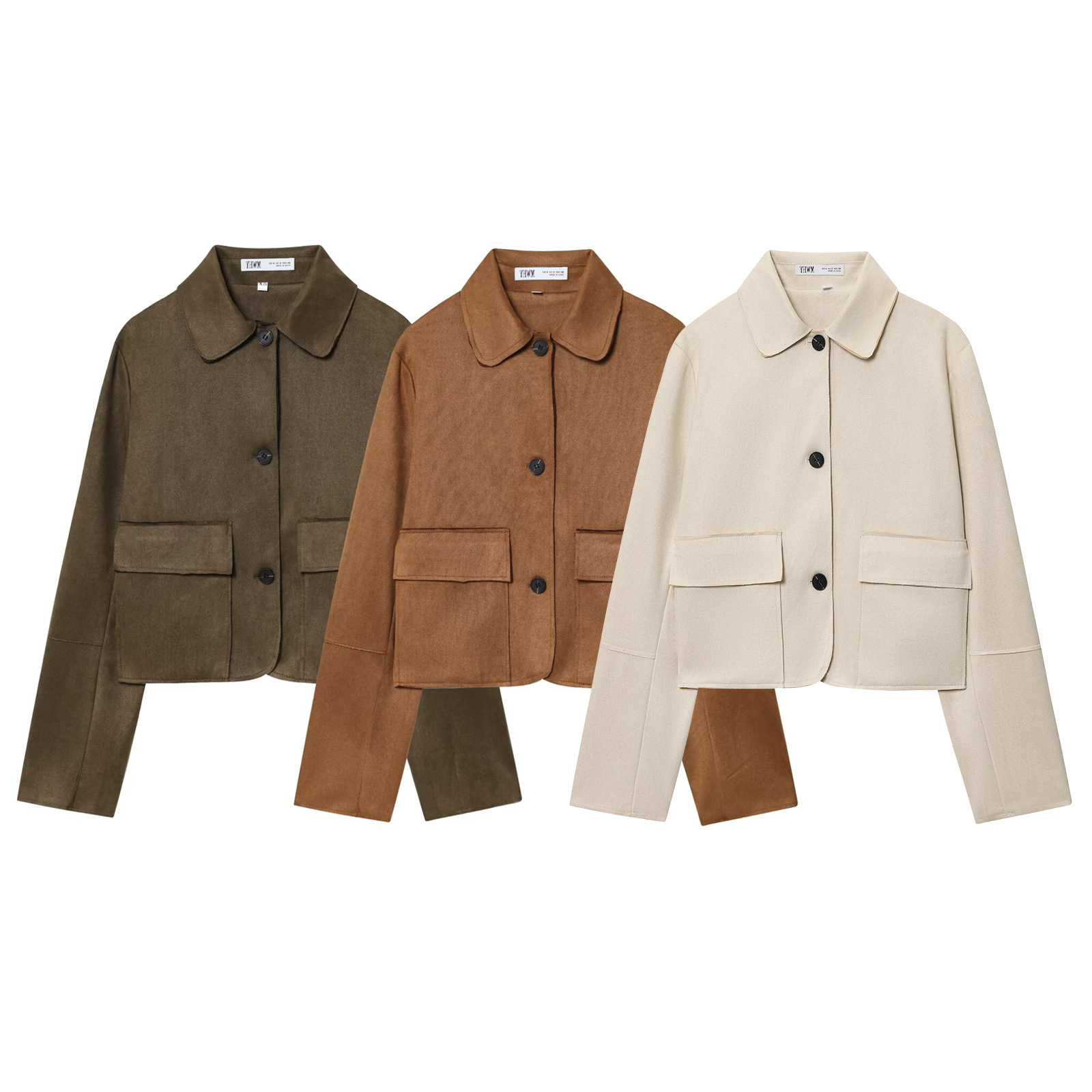 Suede Cropped Jacket Trendy European Style KUN-00072